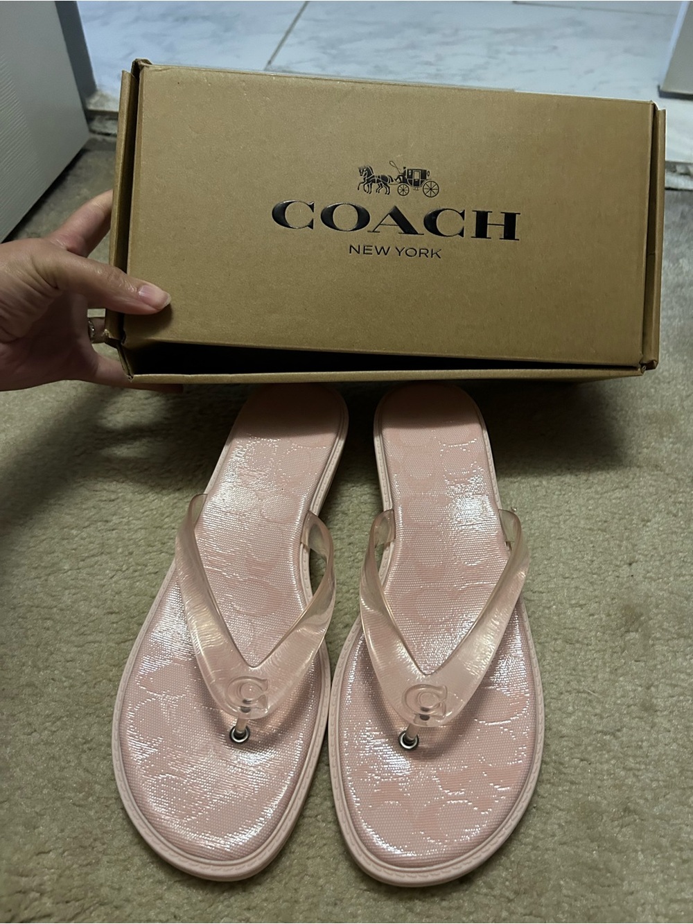 NWT COACH jelly kitten heel light pink sandals.